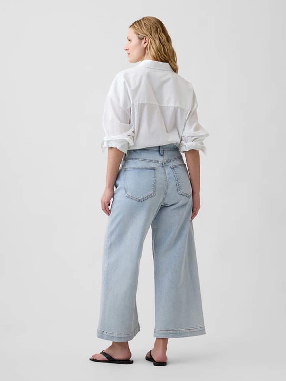GAP High Rise Drawstring Wide-Leg Crop Jeans - Picture 5 of 7